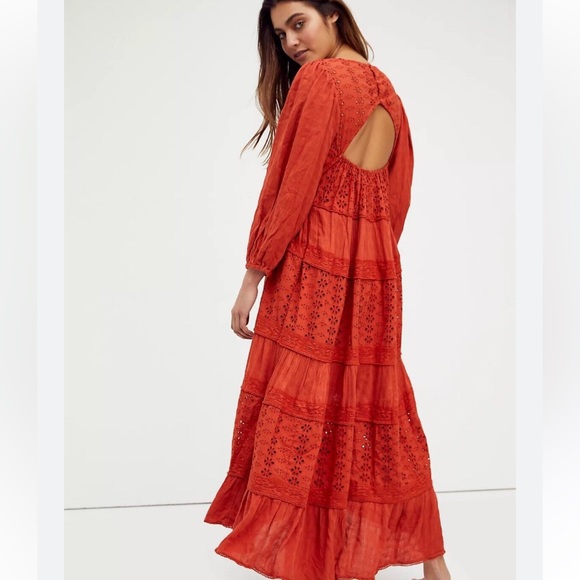 Free people mocking bird maxi dress rooibos tea color size xs worn 1x - Picture 2 of 3